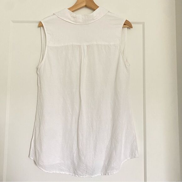 Croft & Barrow White Linen Minimalist Button Sleeveless Tank Top Blouse Shirt - Picture 3 of 8